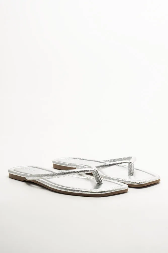 Thong Mule Sandals Silver sold by Ackermas
