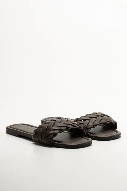 Weave Mule Sandals Brown sold by Ackermas