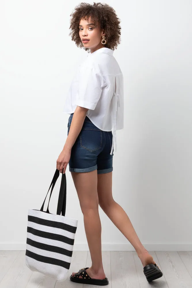 High Rise Denim Shorts Blue sold by Ackermas product image thumbnail 3