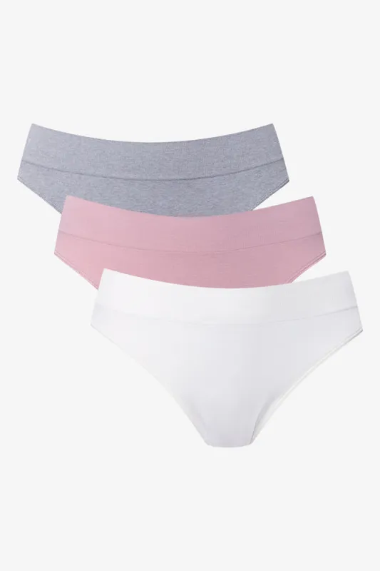 3 Pack Seamfree Brazilian Panties Grey, Pink And White sold by Ackermas