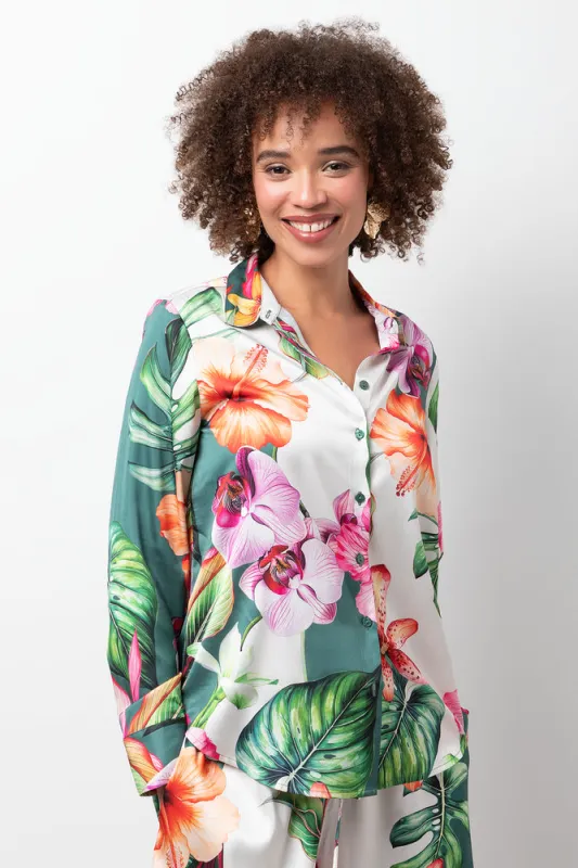 Long Sleeve Floral Satin Shirt Multi sold by Ackermas