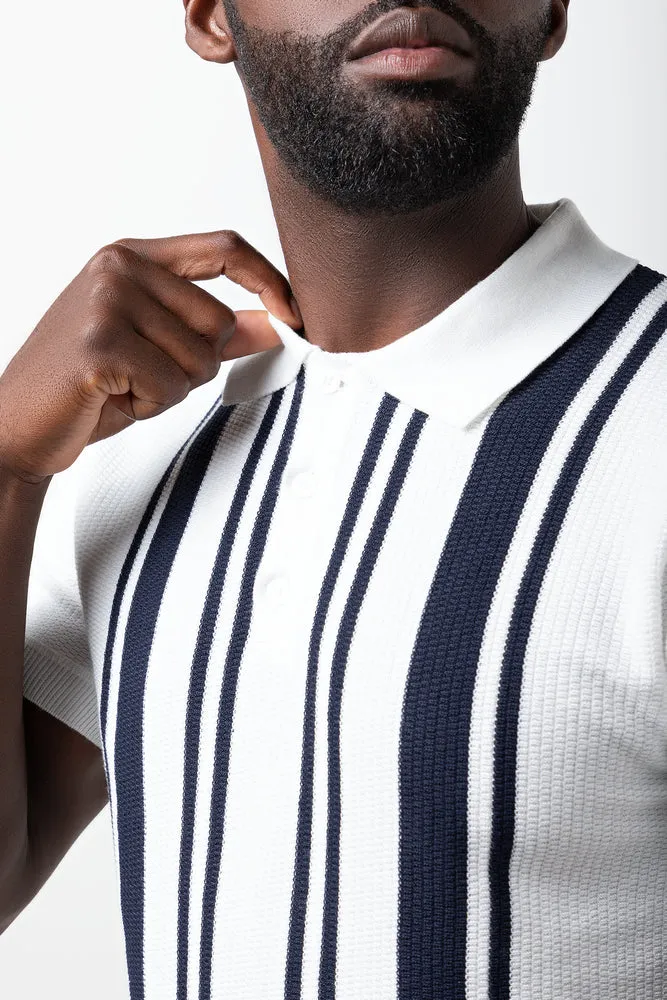 Knit Shirt White And Navy sold by Ackermas product image thumbnail 4