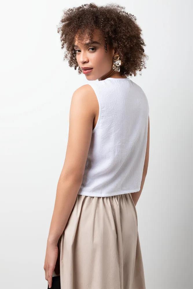 Sleeveless Linen Blend Vest White sold by Ackermas product image thumbnail 3