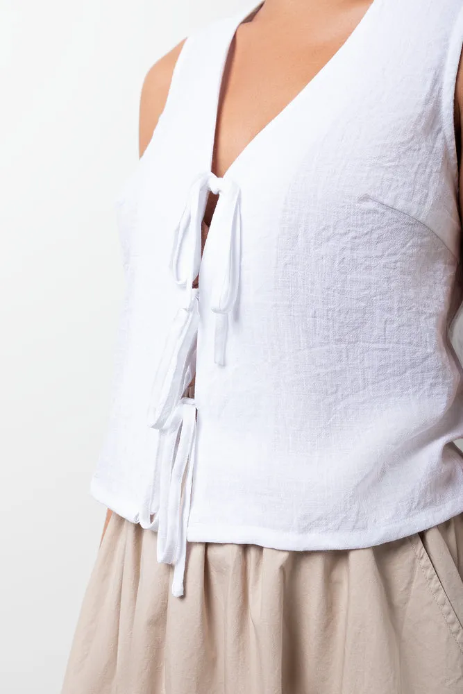 Sleeveless Linen Blend Vest White sold by Ackermas product image thumbnail 4
