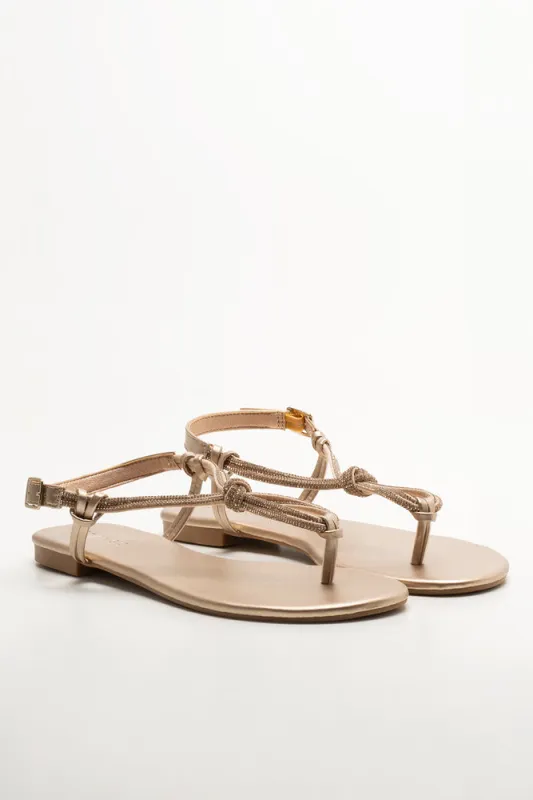 Knotted Ankle Strap Sandals Rose Gold sold by Ackermas