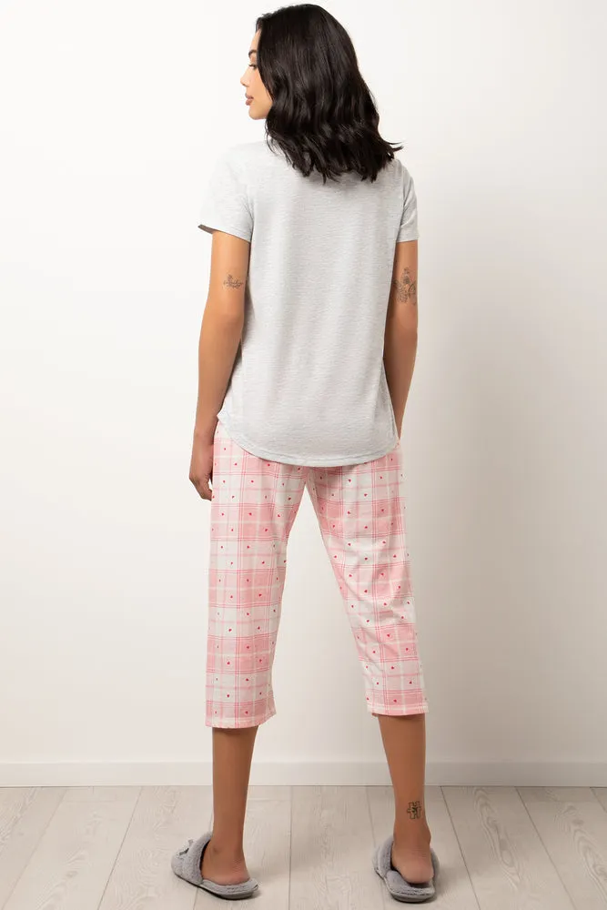 Pyjamas All Day Check Capri Pyjamas Pink sold by Ackermas product image thumbnail 3