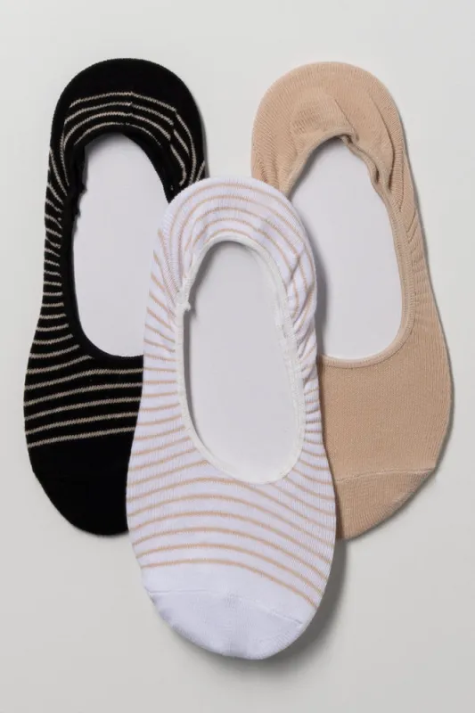3 Pack Footliner Socks Black, White And Natural sold by Ackermas