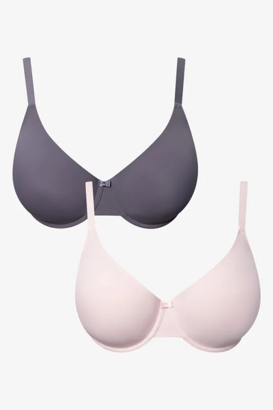 Plus Size 2 Pack T-Shirt Bras Pink And Dark Grey sold by Ackermas