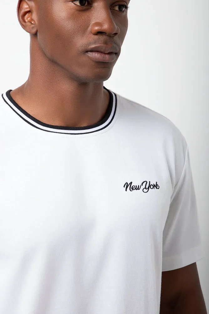 Contrast Binding Short Sleeve T-Shirt White sold by Ackermas product image thumbnail 4