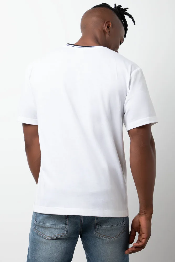 Contrast Binding Short Sleeve T-Shirt White sold by Ackermas product image thumbnail 3