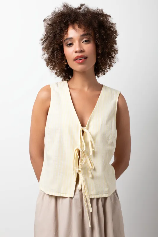 Sleeveless Vest with Ties Yellow sold by Ackermas