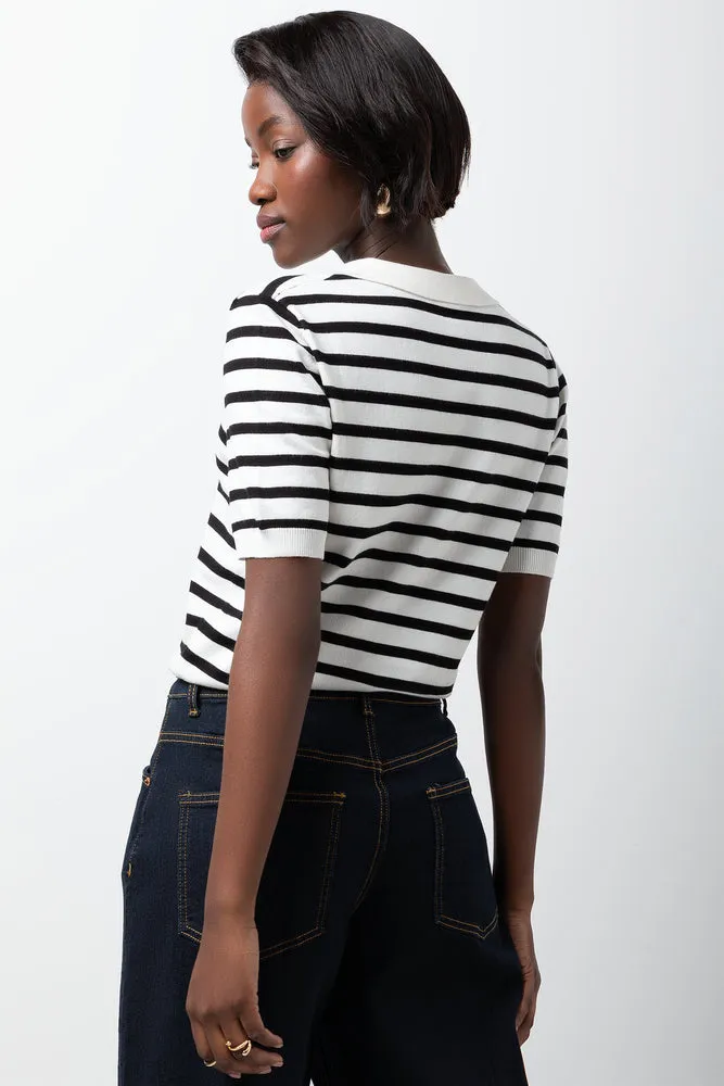 Stripe Ballerina Sleeve Top Black And White sold by Ackermas product image thumbnail 3