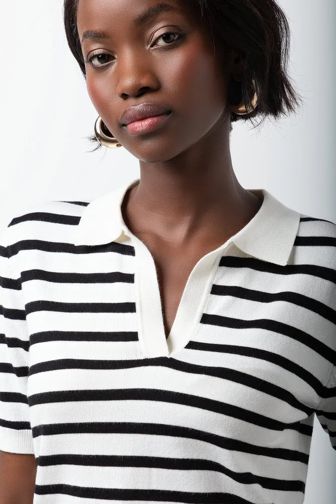 Stripe Ballerina Sleeve Top Black And White sold by Ackermas product image thumbnail 4