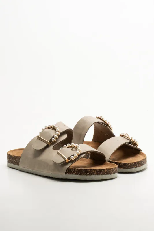 Pearl Buckle Sandals Natural sold by Ackermas