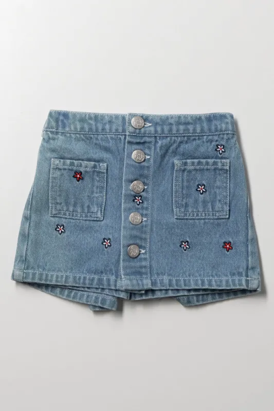 Embroidered Denim Skorts Blue sold by Ackermas