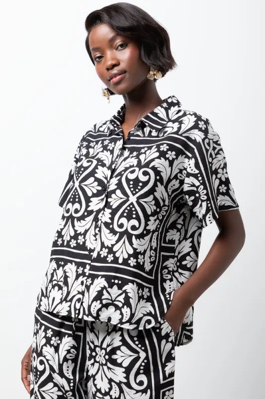 Short Sleeve Resort Shirt Black sold by Ackermas