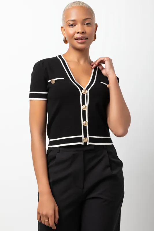 Short Sleeve Cardigan Black sold by Ackermas