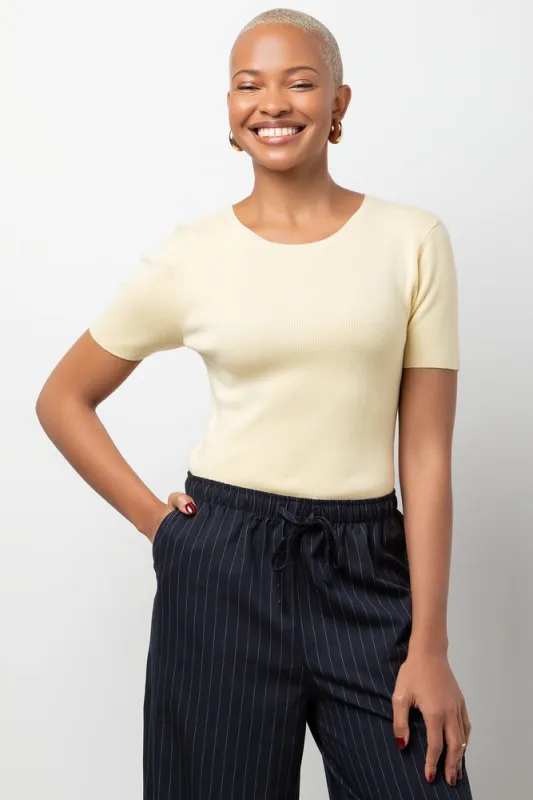 Short Sleeve Knit Top Yellow sold by Ackermas