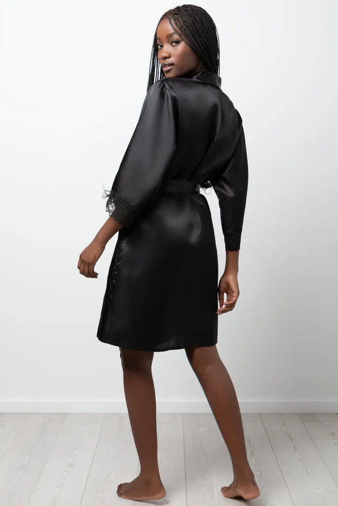 Satin Lace Sleeve Gown Black sold by Ackermas product image thumbnail 3