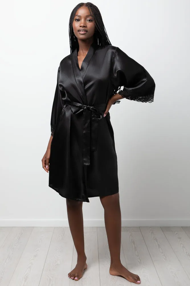 Satin Lace Sleeve Gown Black sold by Ackermas