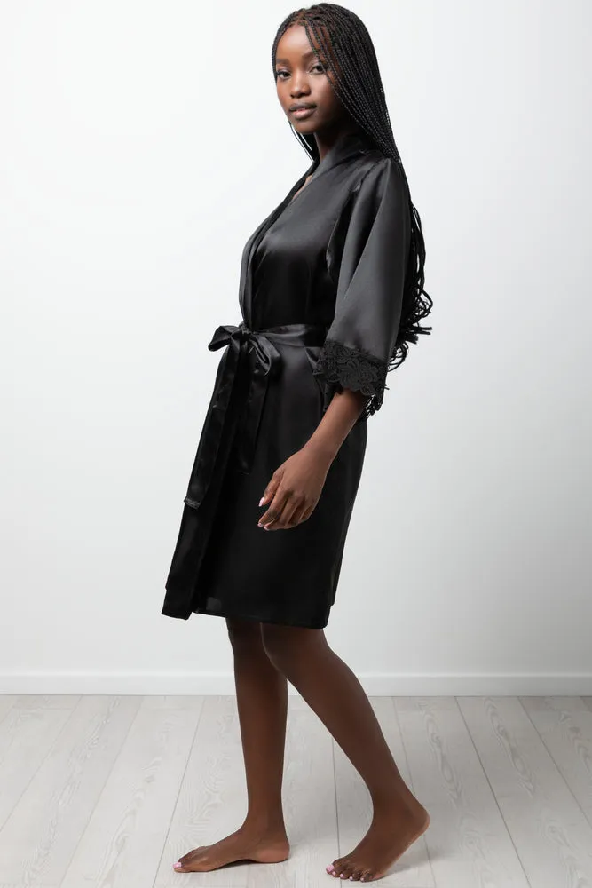 Satin Lace Sleeve Gown Black sold by Ackermas product image thumbnail 2