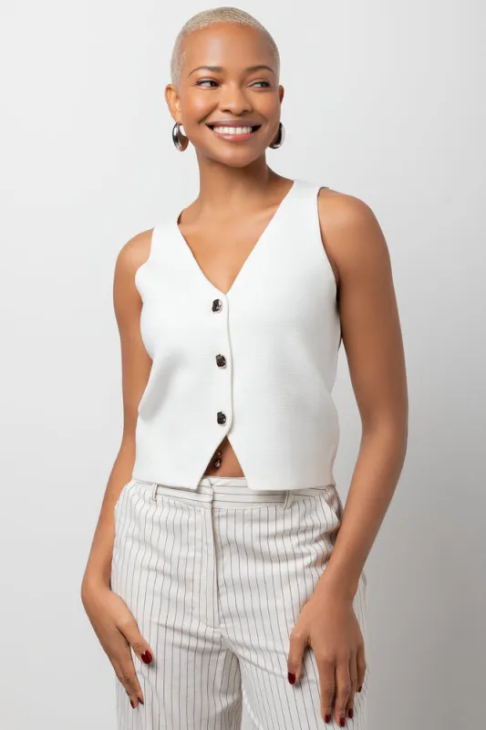 Sleeveless Knitwear Top White made by Ackermas