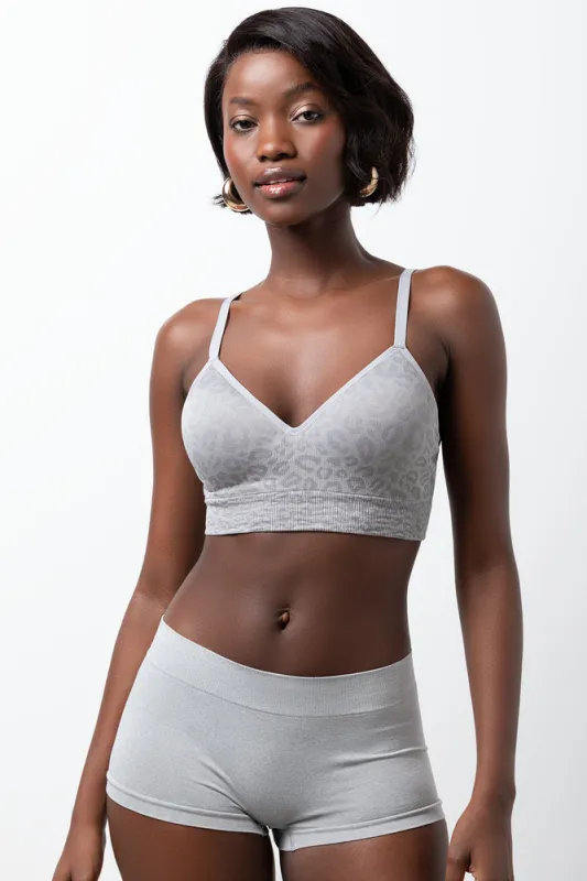 Animal Print Seamfree Bralette Grey sold by Ackermas