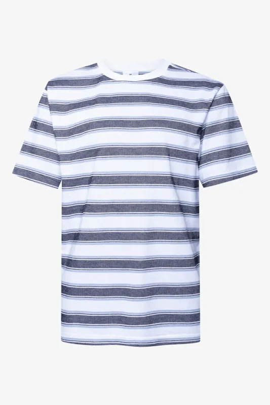 Stripe Textured Short Sleeve T-Shirt Multicolour made by Ackermas