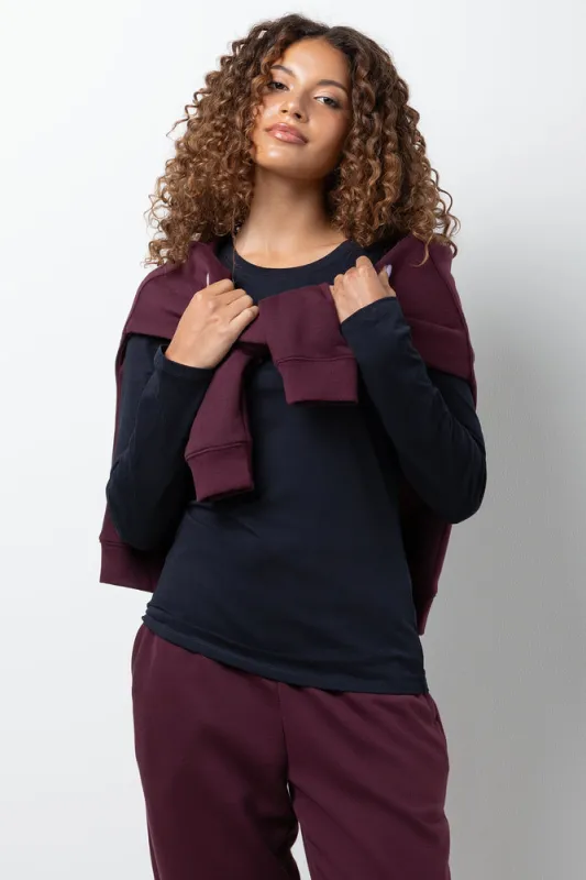 Long Sleeve Crew Neck T-Shirt Navy made by Ackermas