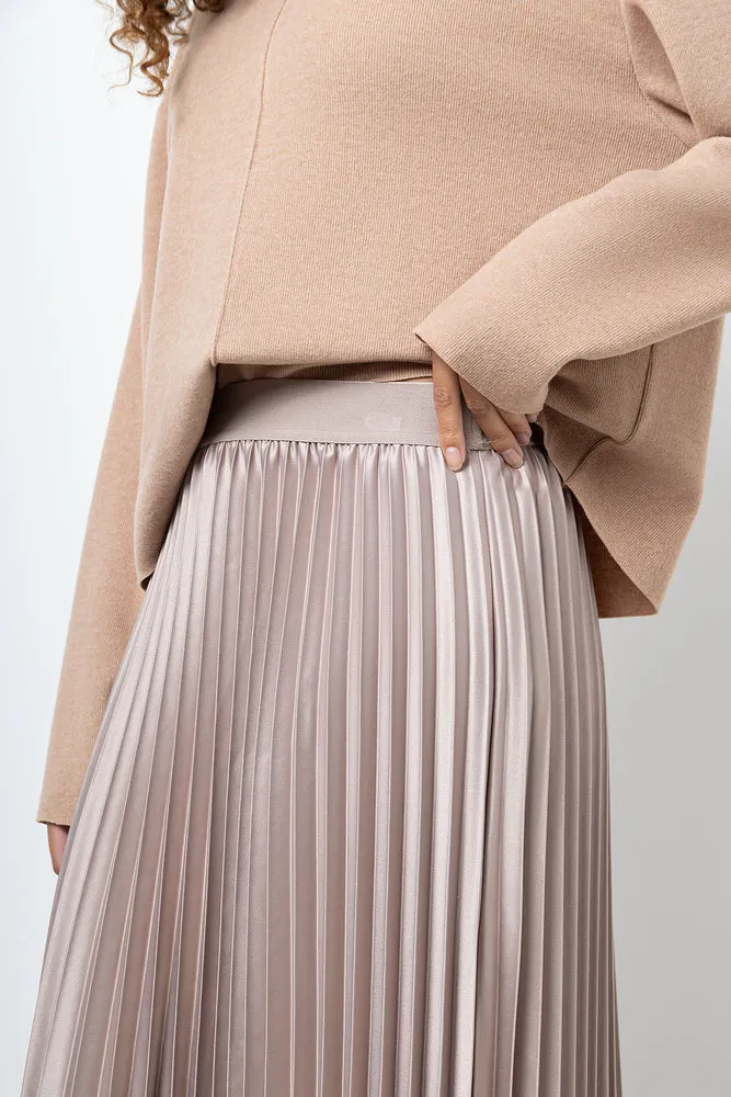 Satin Pleated Maxi Skirt Natural sold by Ackermas product image thumbnail 4