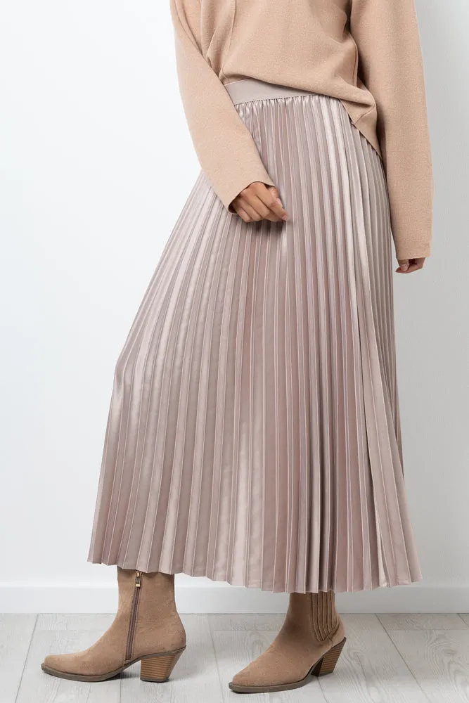 Satin Pleated Maxi Skirt Natural sold by Ackermas product image thumbnail 2