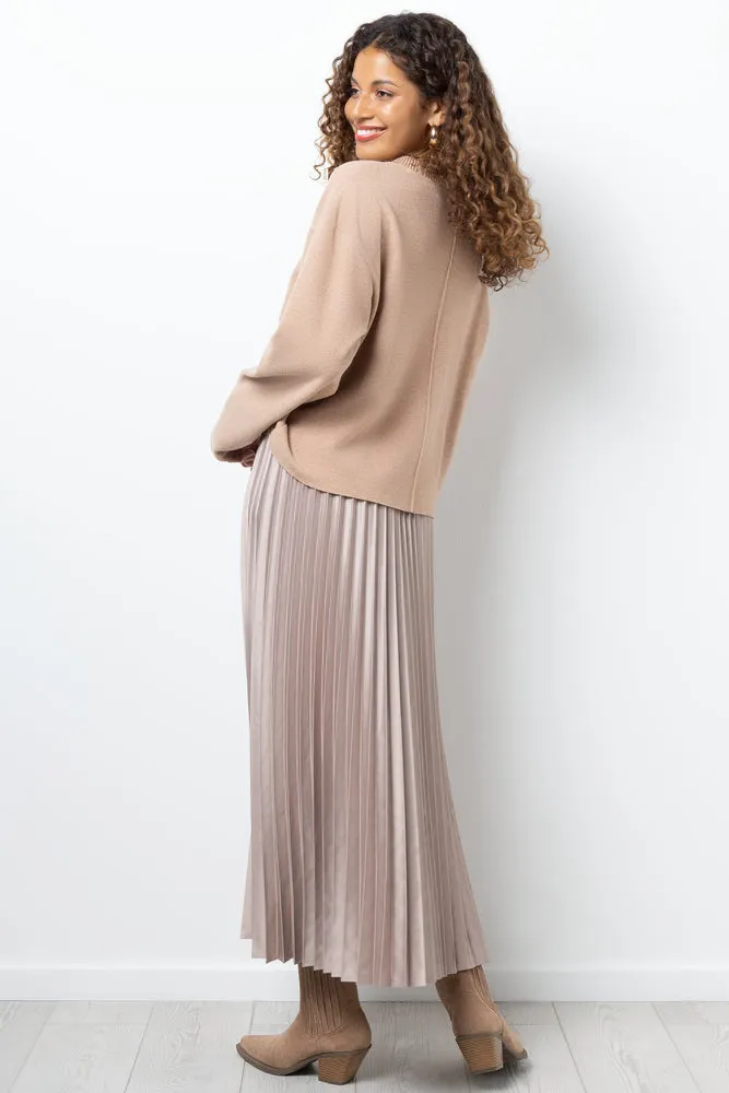 Satin Pleated Maxi Skirt Natural sold by Ackermas product image thumbnail 3