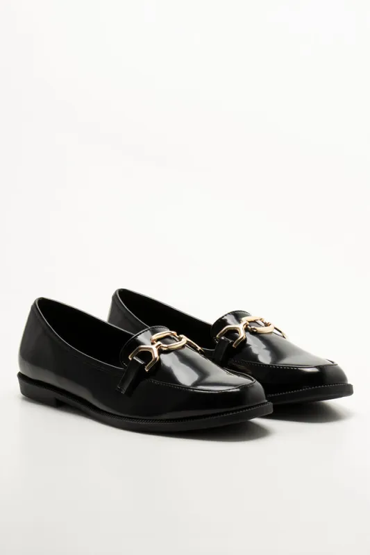 Gold Trim Loafers Black made by Ackermas