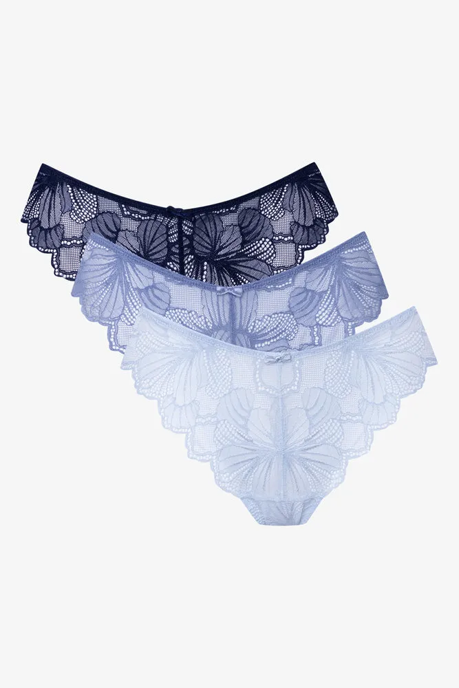 3 Pack Flower Lace Thongs Blue sold by Ackermas