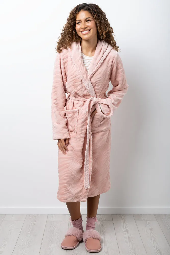 Zebra Textured Fleece Gown Pink sold by Ackermas