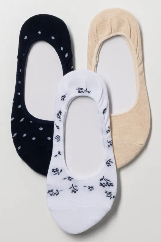 3 Pack Footliners Navy, White And Natural made by Ackermas