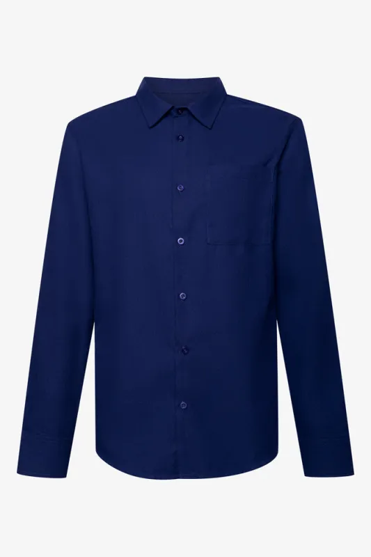 Textured Long Sleeve Shirt Navy made by Ackermas