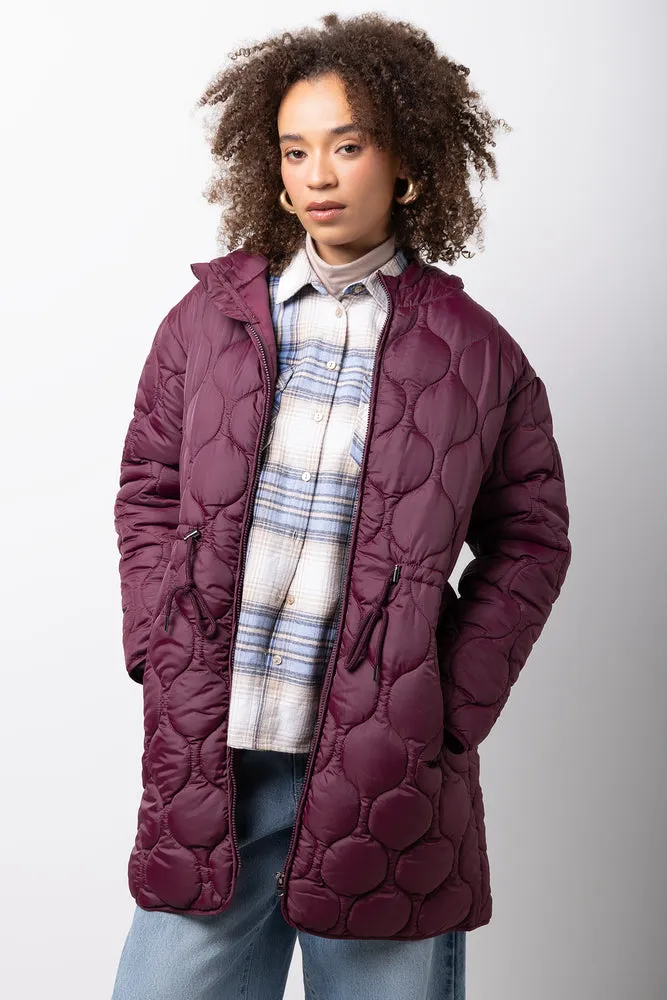 Longer Length Puffer Jacket Burgundy sold by Ackermas