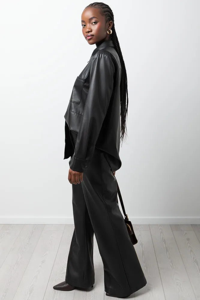 Long Sleeve Pleather Shirt Black sold by Ackermas product image thumbnail 2