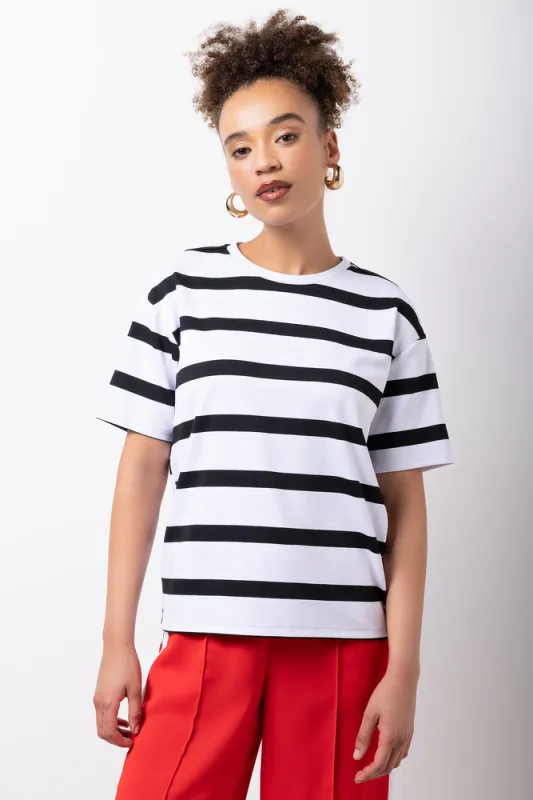 Striped Heavyweight Crew Neck T-Shirt made by Ackermas