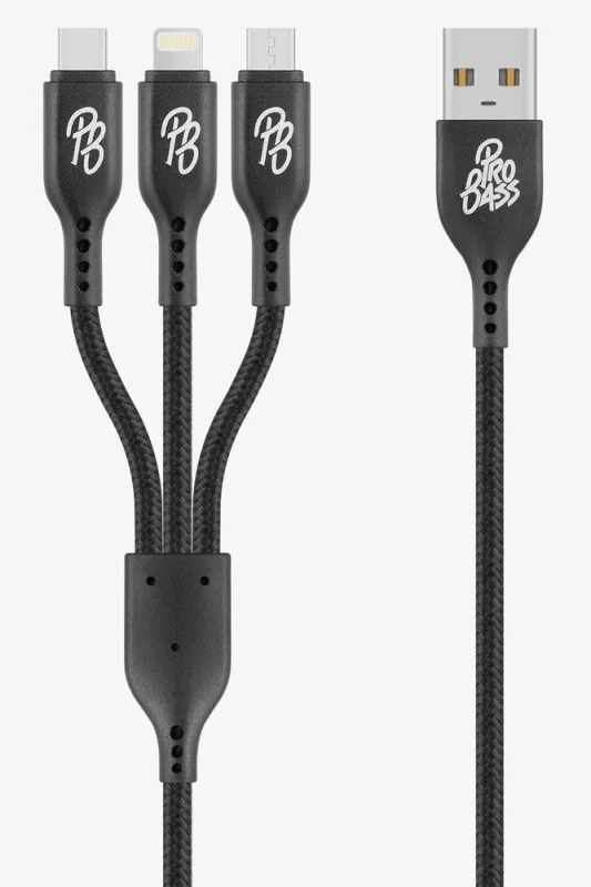 Braided 3 in 1 Charge Cable made by Ackermas