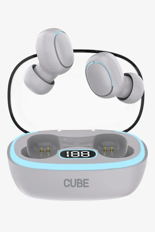 Grey Cube Wireless Stereo Earbuds made by Ackermas