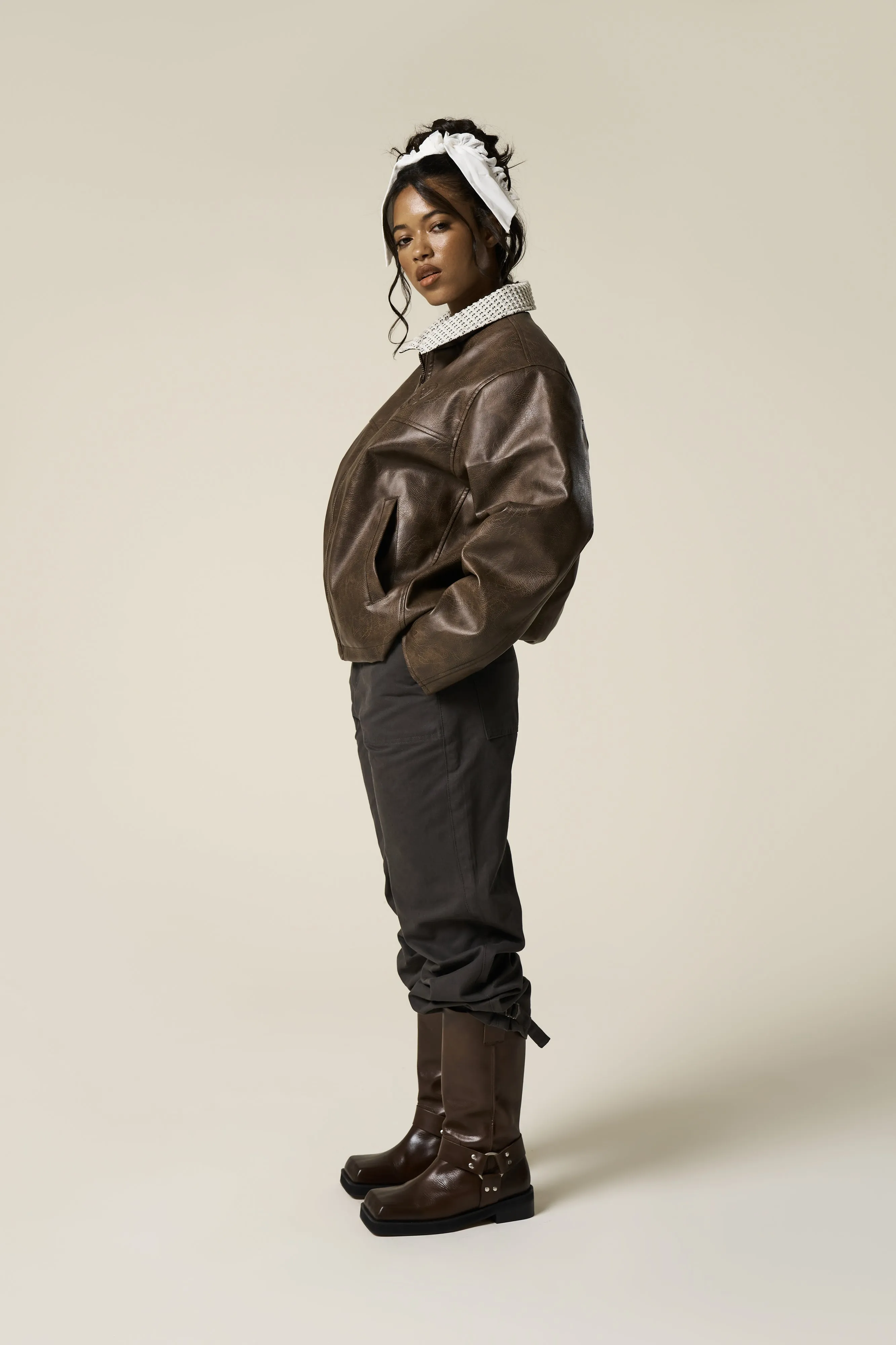 Conker Vegan Leather Jacket sold by Sisters and Seekers