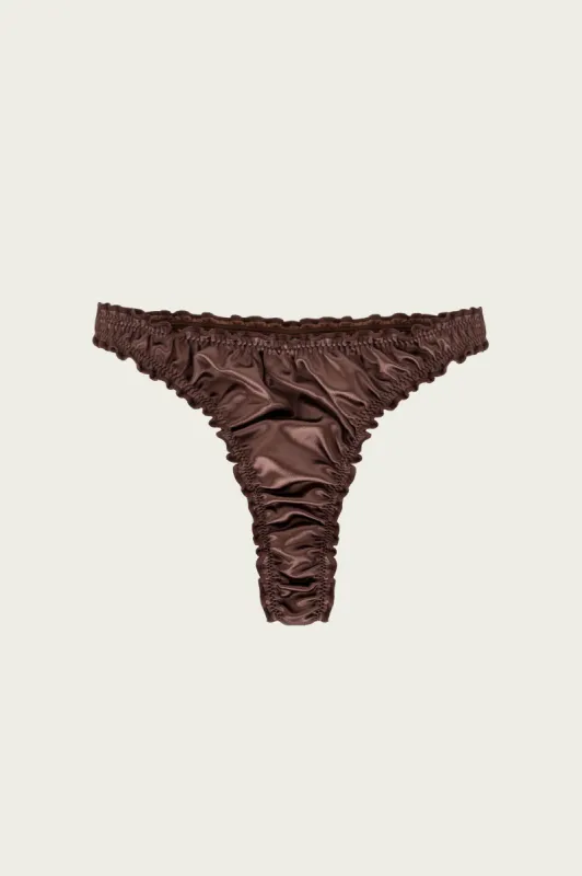 "AMBIENCE" Shine Swim Bottoms in Chocolate sold by Sisters and Seekers