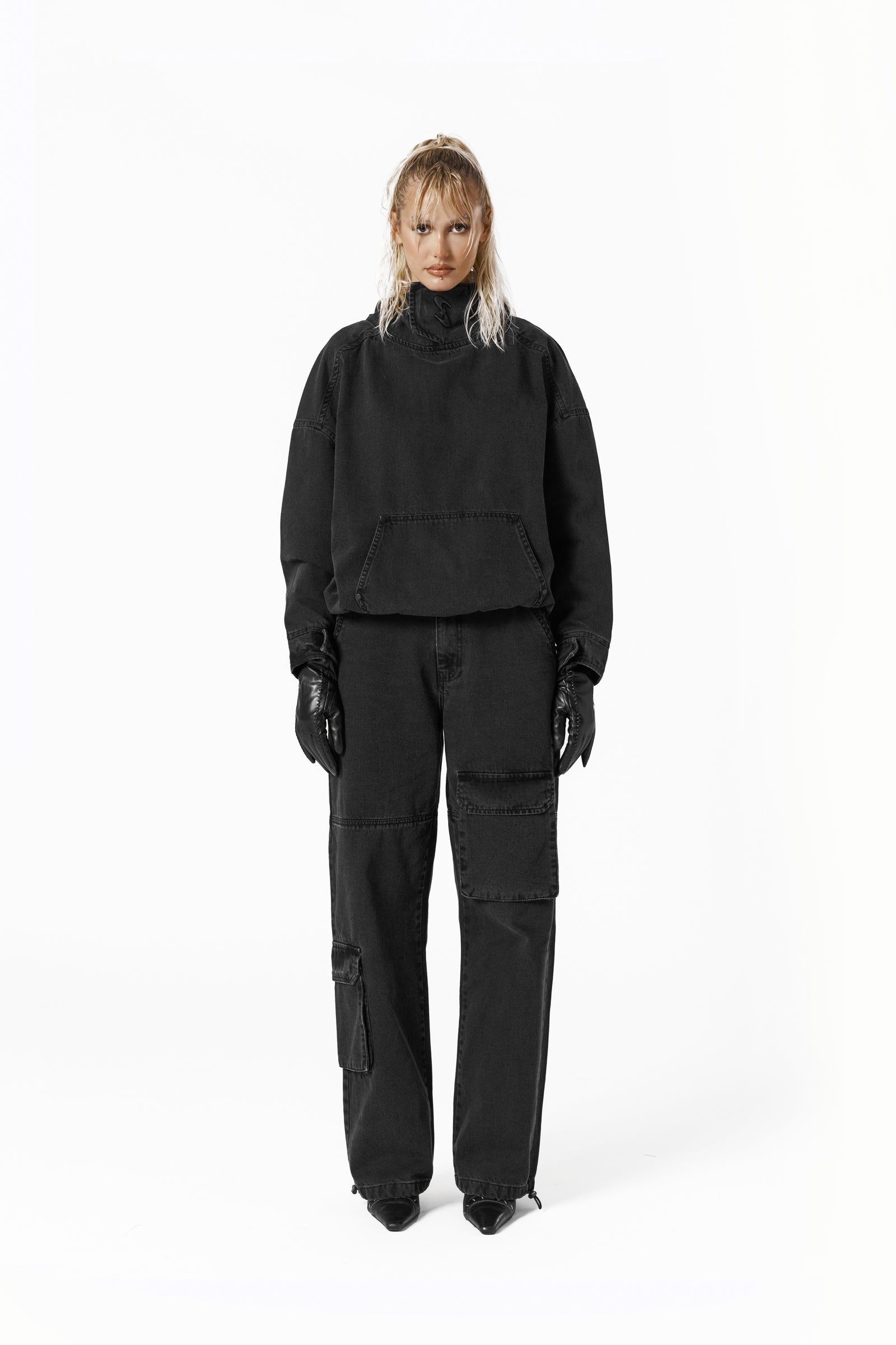 GRIP Denim Hoodie sold by Sisters and Seekers