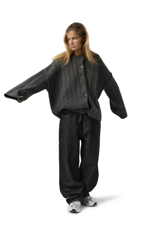 Bryant Button Cardigan in Charcoal sold by Sisters and Seekers