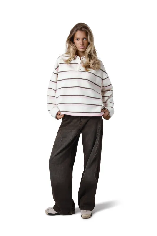 Folk Fleece Shirt in Bunny Stripe sold by Sisters and Seekers