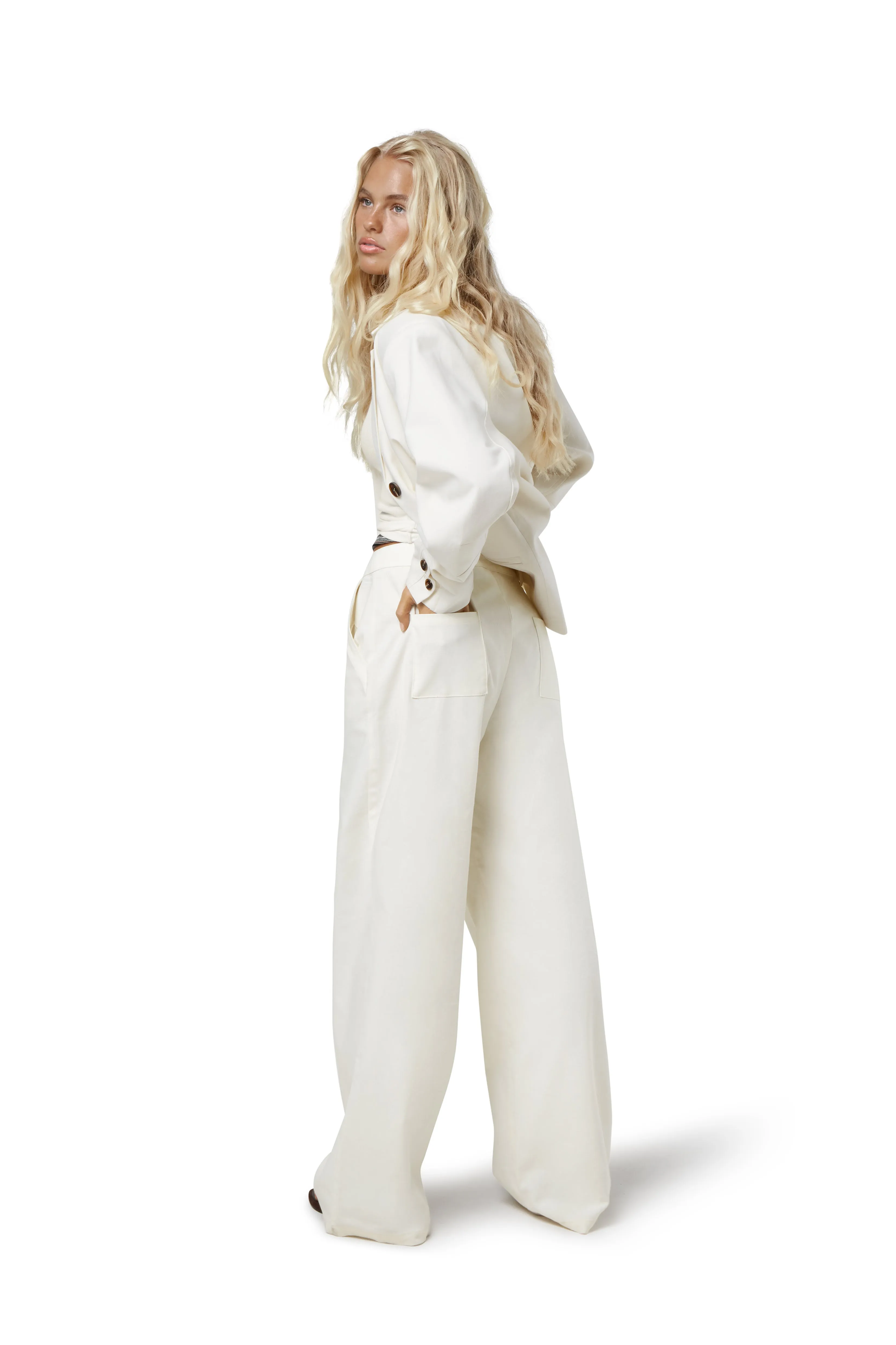 Frankie Straight Leg Linen Trouser in Natural sold by Sisters and Seekers product image thumbnail 3