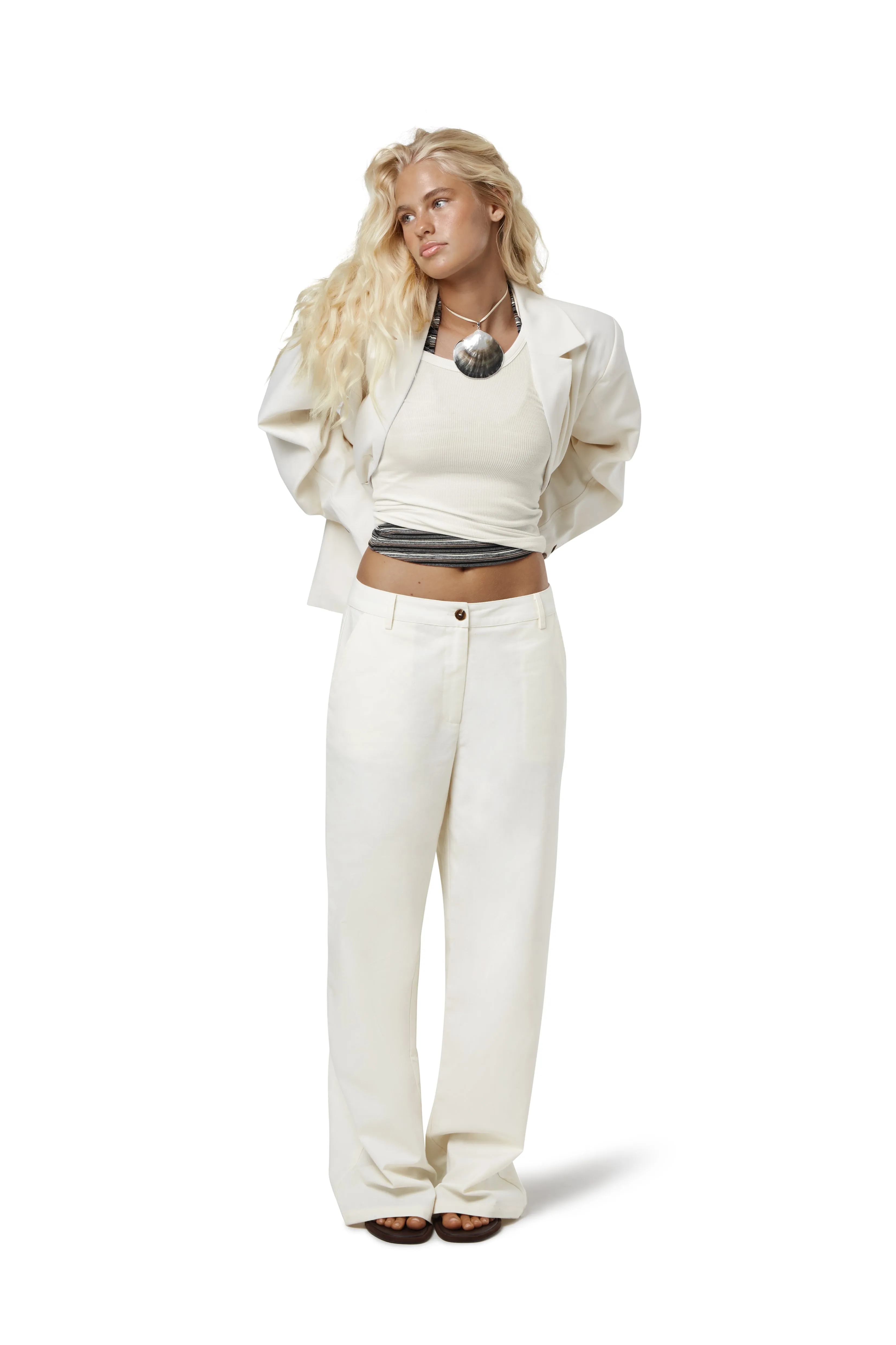 Frankie Straight Leg Linen Trouser in Natural sold by Sisters and Seekers product image thumbnail 4