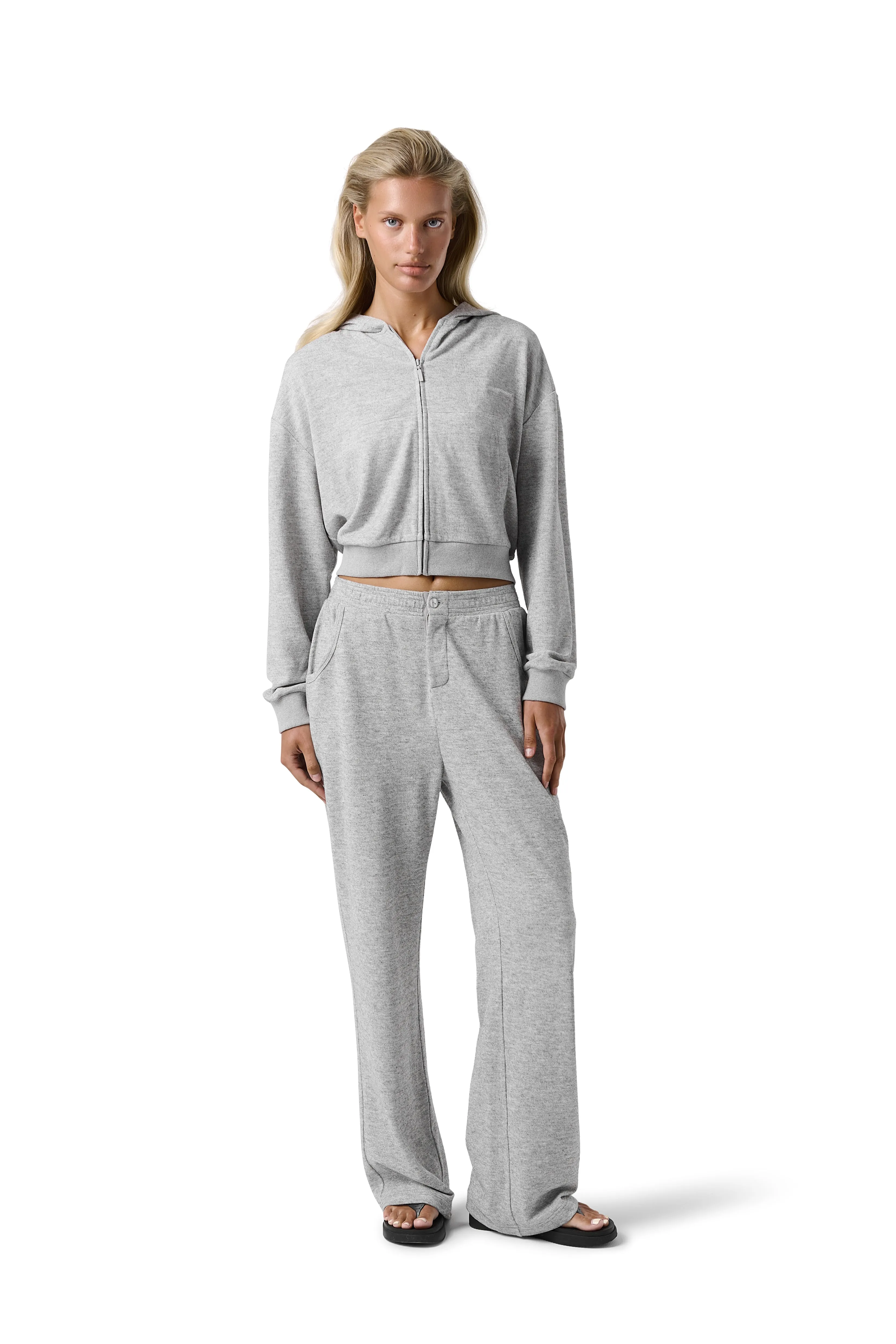 Slacks Soft Zip Up in Light Grey sold by Sisters and Seekers